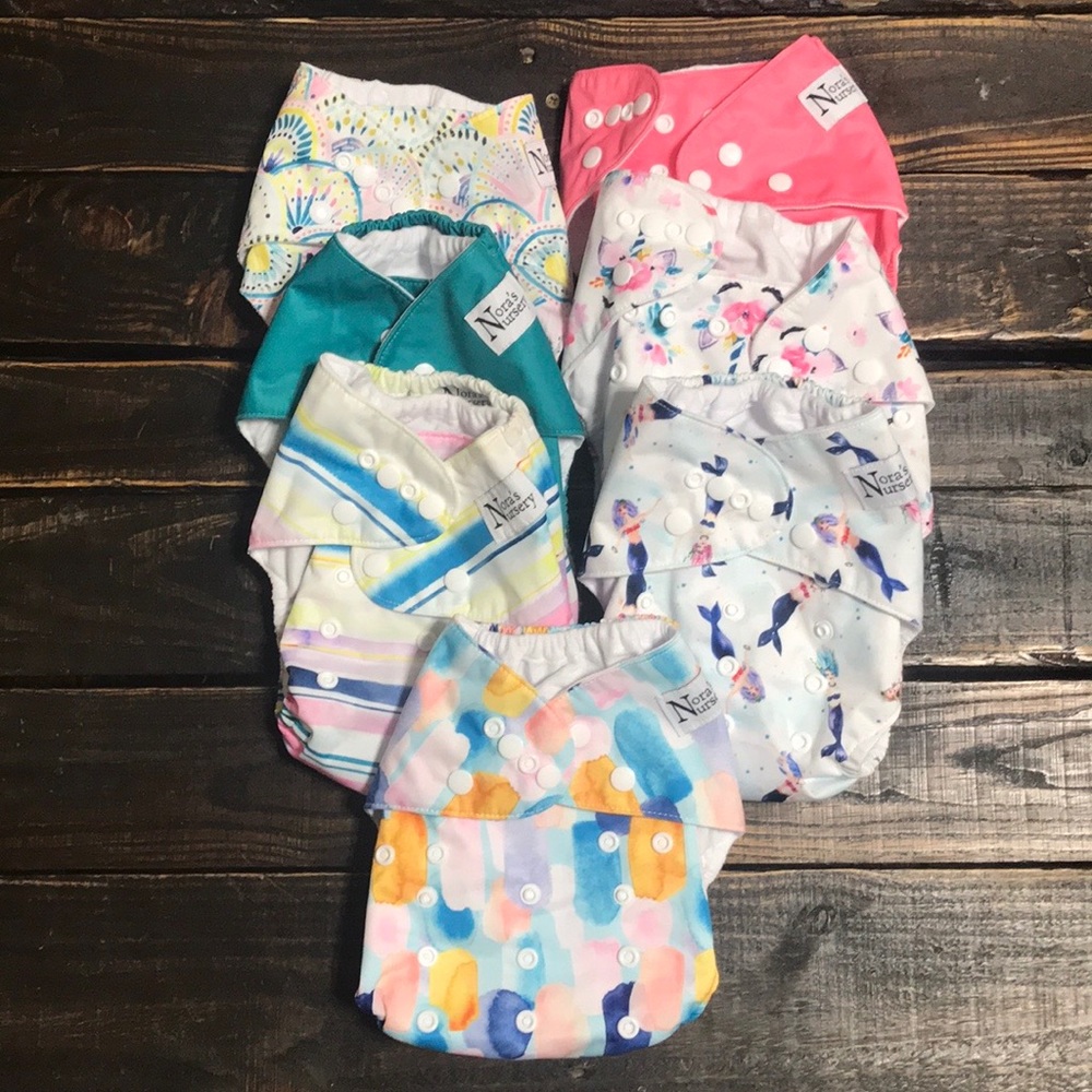 Nora's Nursery Cloth Diapers w/Inserts & Wet Bag